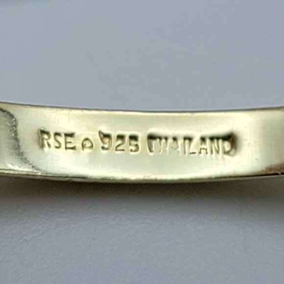 RSC 925 Sterling Silver Gold Plated Embossed Bangle Bracelet Hinged 7.25 in - Picture 5 of 6